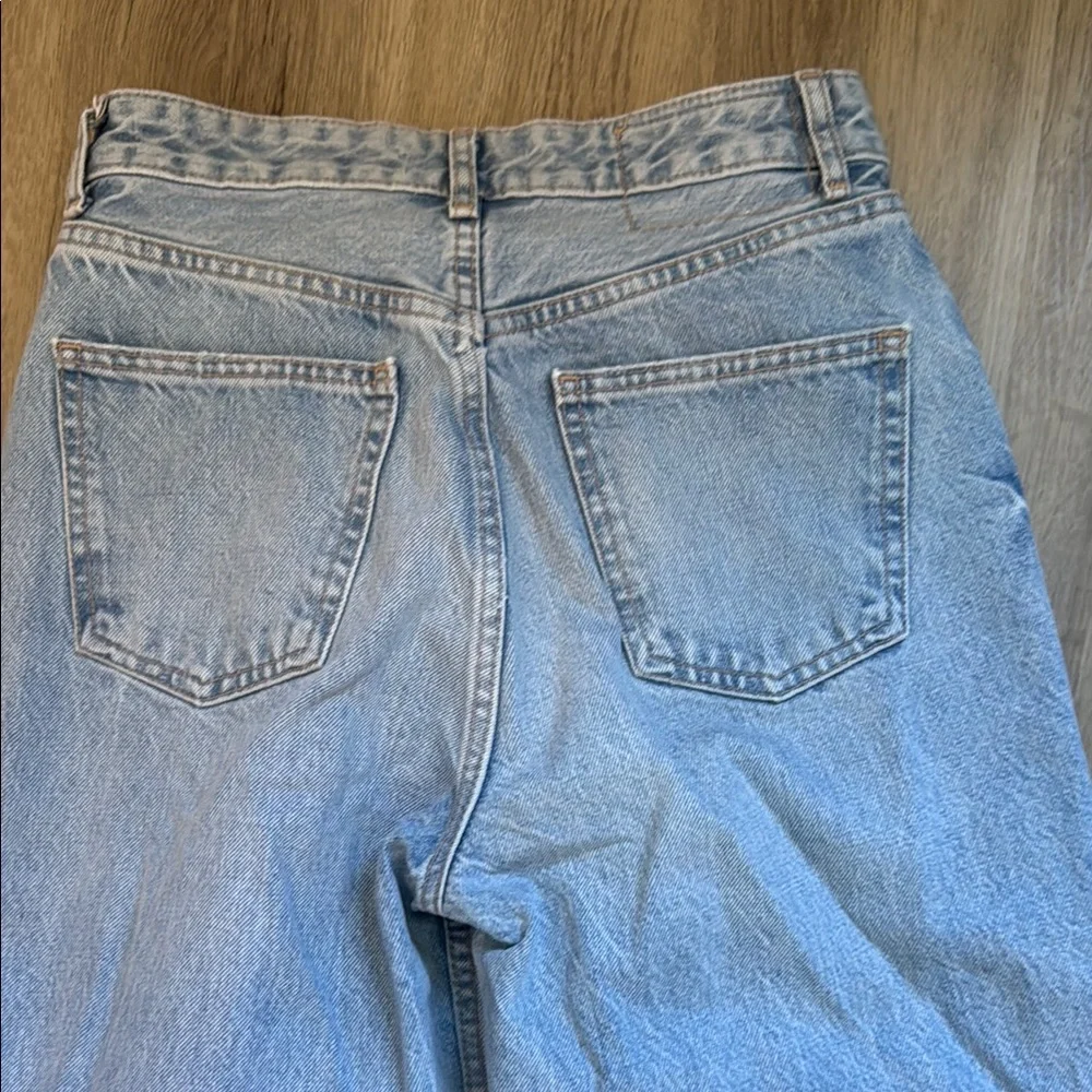 Zara Blue Straight Leg Jeans with Distressed Details - Picture 7 of 8